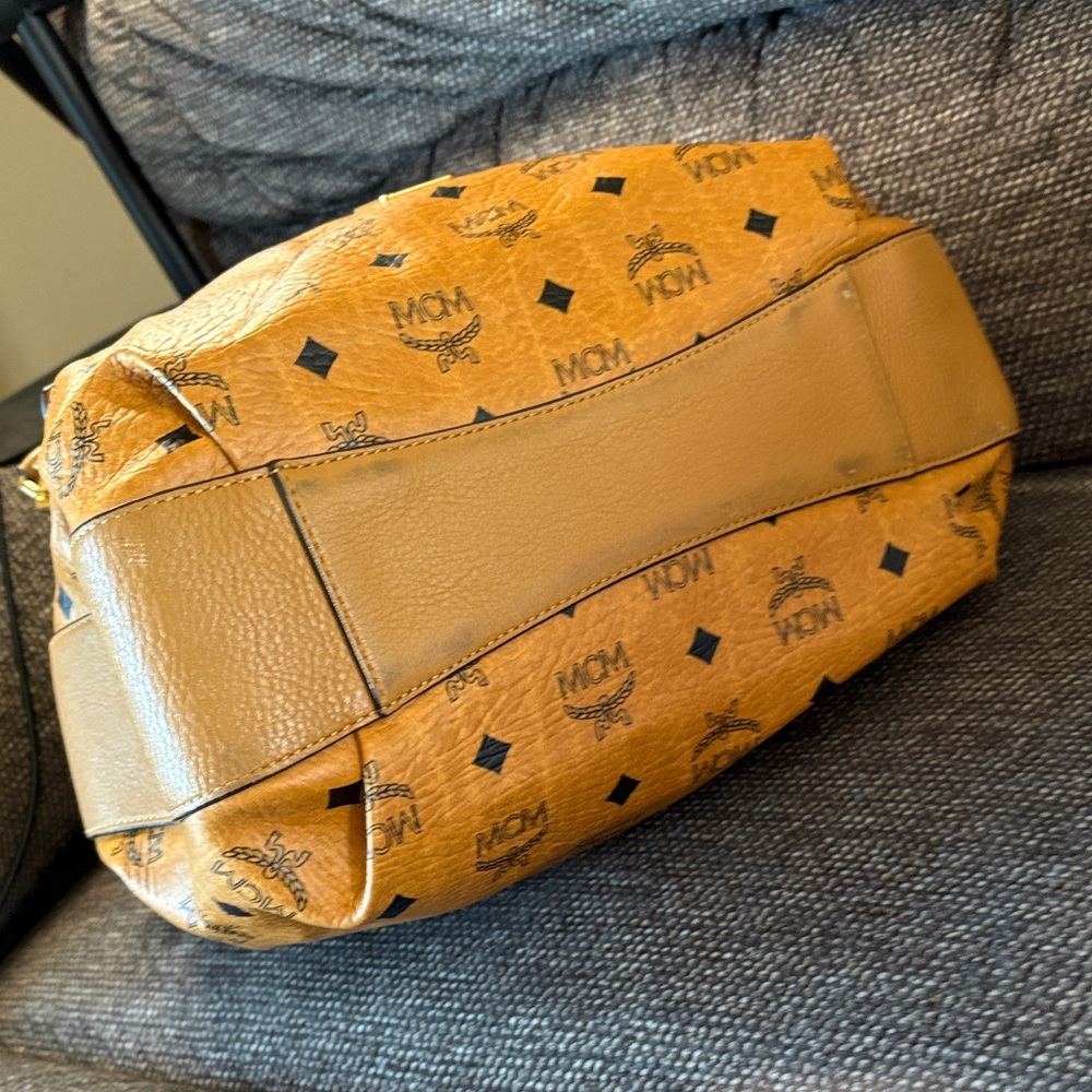 MCM  Visetos Cognac Bucket Crossbody Bag-Dual Handle+Strap - Picture 6 of 16